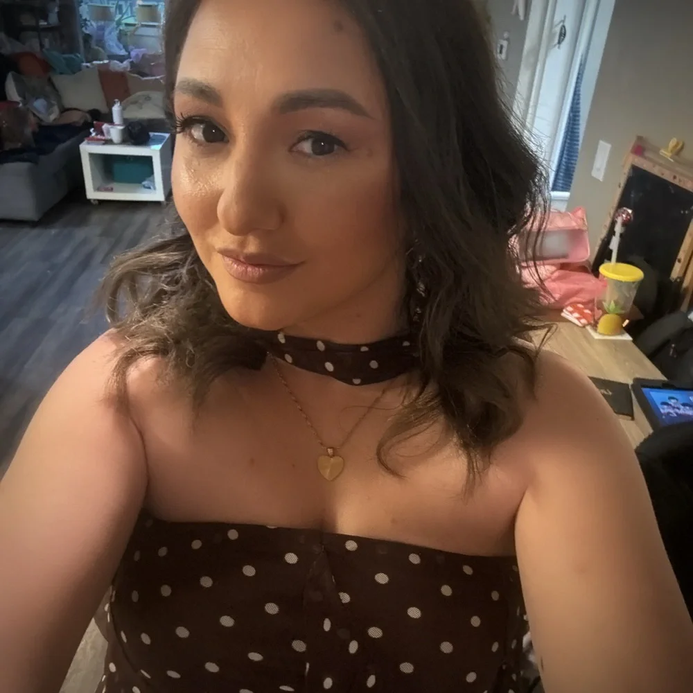 Brown Polka Dot Strapless dress - Picture 2 of 2